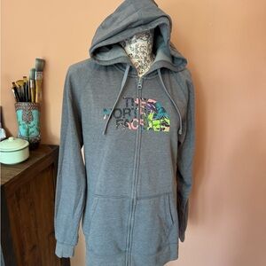 Gray The North Face Zip Up Hoodie